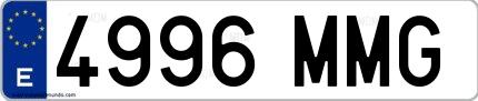 Ejemplo de matrícula española 4996 MMG