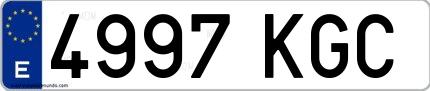 Ejemplo de matrícula española 4997 KGC