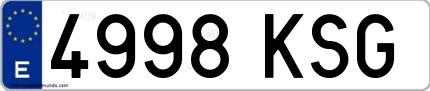 Ejemplo de matrícula española 4998 KSG