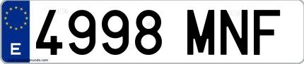 Ejemplo de matrícula española 4998 MNF