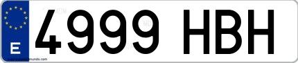 Ejemplo de matrícula española 4999 HBH