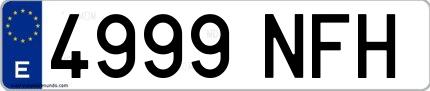Ejemplo de matrícula española 4999 NFH