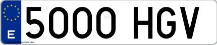 Ejemplo de matrícula española 5000 HGV