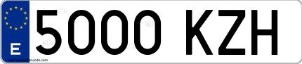 Ejemplo de matrícula española 5000 KZH