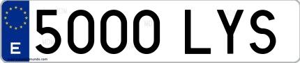 Ejemplo de matrícula española 5000 LYS