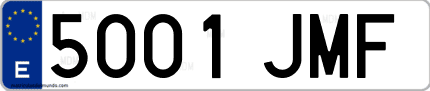Ejemplo de matrícula de coche ordinaria 5001 JMF