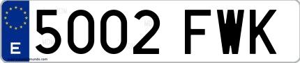 Ejemplo de matrícula española 5002 FWK