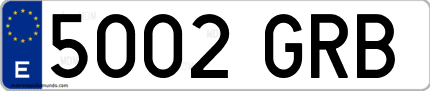 Ejemplo de matrícula de coche ordinaria 5002 GRB