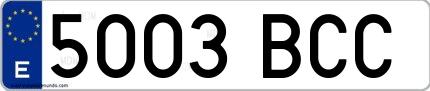 Ejemplo de matrícula española 5003 BCC