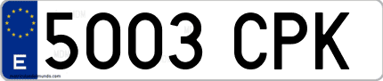 Ejemplo de matrícula de coche ordinaria 5003 CPK