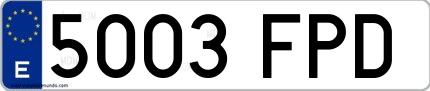 Ejemplo de matrícula española 5003 FPD