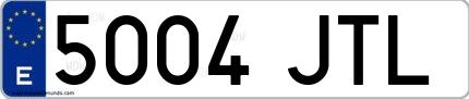 Ejemplo de matrícula española 5004 JTL