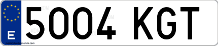 Ejemplo de matrícula de coche ordinaria 5004 KGT