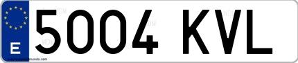 Ejemplo de matrícula española 5004 KVL
