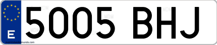 Ejemplo de matrícula de coche ordinaria 5005 BHJ