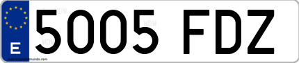 Ejemplo de matrícula de coche ordinaria 5005 FDZ