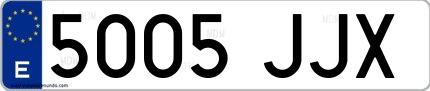 Ejemplo de matrícula española 5005 JJX