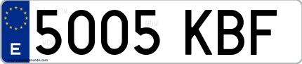 Ejemplo de matrícula española 5005 KBF