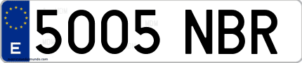 Ejemplo de matrícula de coche ordinaria 5005 NBR