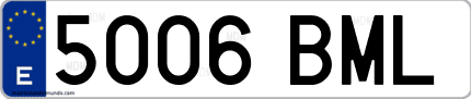 Ejemplo de matrícula de coche ordinaria 5006 BML