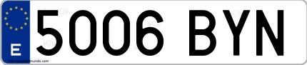 Ejemplo de matrícula española 5006 BYN