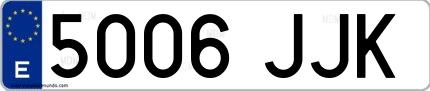 Ejemplo de matrícula española 5006 JJK