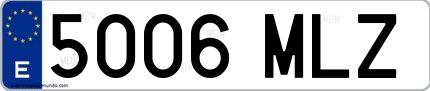 Ejemplo de matrícula española 5006 MLZ