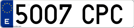 Ejemplo de matrícula de coche ordinaria 5007 CPC