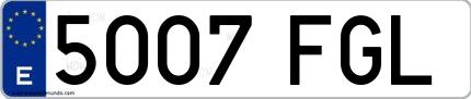 Ejemplo de matrícula española 5007 FGL