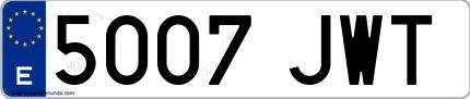 Ejemplo de matrícula española 5007 JWT