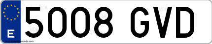 Ejemplo de matrícula española 5008 GVD
