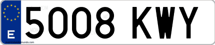 Ejemplo de matrícula de coche ordinaria 5008 KWY