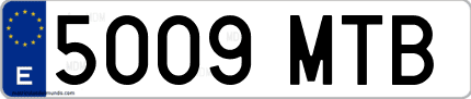 Ejemplo de matrícula de coche ordinaria 5009 MTB