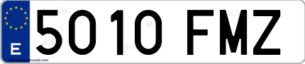 Ejemplo de matrícula de coche ordinaria 5010 FMZ