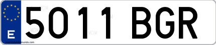 Ejemplo de matrícula de coche ordinaria 5011 BGR