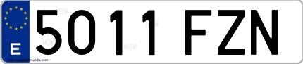 Ejemplo de matrícula española 5011 FZN