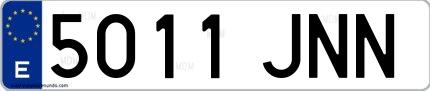 Ejemplo de matrícula española 5011 JNN