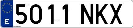 Ejemplo de matrícula española 5011 NKX