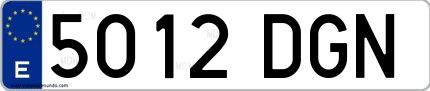 Ejemplo de matrícula española 5012 DGN