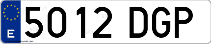 Ejemplo de matrícula de coche ordinaria 5012 DGP