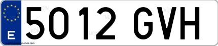 Ejemplo de matrícula española 5012 GVH