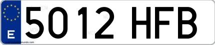 Ejemplo de matrícula española 5012 HFB
