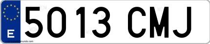 Ejemplo de matrícula española 5013 CMJ