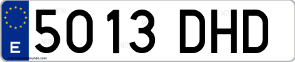 Ejemplo de matrícula de coche ordinaria 5013 DHD