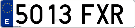 Ejemplo de matrícula de coche ordinaria 5013 FXR