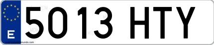 Ejemplo de matrícula española 5013 HTY