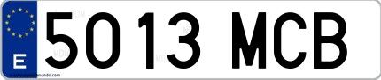 Ejemplo de matrícula española 5013 MCB