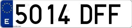 Ejemplo de matrícula española 5014 DFF