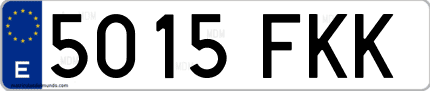 Ejemplo de matrícula de coche ordinaria 5015 FKK