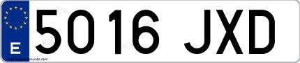 Ejemplo de matrícula española 5016 JXD